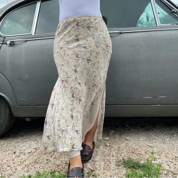 Express Cream and Purple Maxi Skirt - Picture 1 of 10